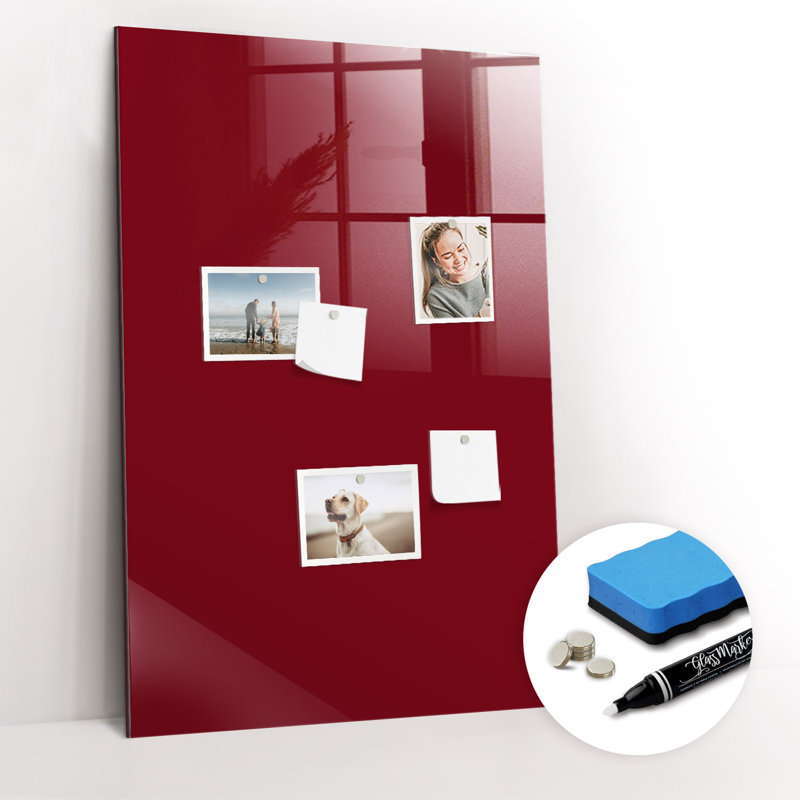 Magnetic Glass Dry Erase Board, Burgundy