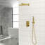 Double système de douche mural carré de 12 po avec valve Roughin, noir mat-124944718