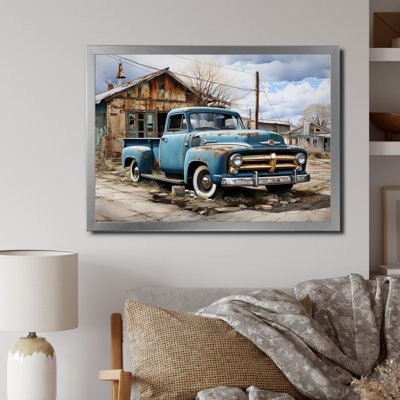 " Blue Pickup Truck Roadside Nostalgia "