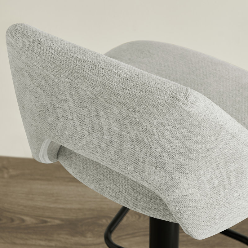 Roundhill Furniture Nuvia Contemporary Adjustable Barstool With Upholstered Swivel Seats, Set Of 2, Gray, Gray