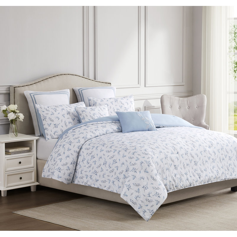 Taylor Floral Embossed Comforter Set, Queen Comforter + 2 Standard Shams