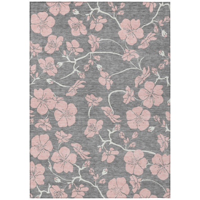 Inoa Gray Washable Indoor-Outdoor Rug - 