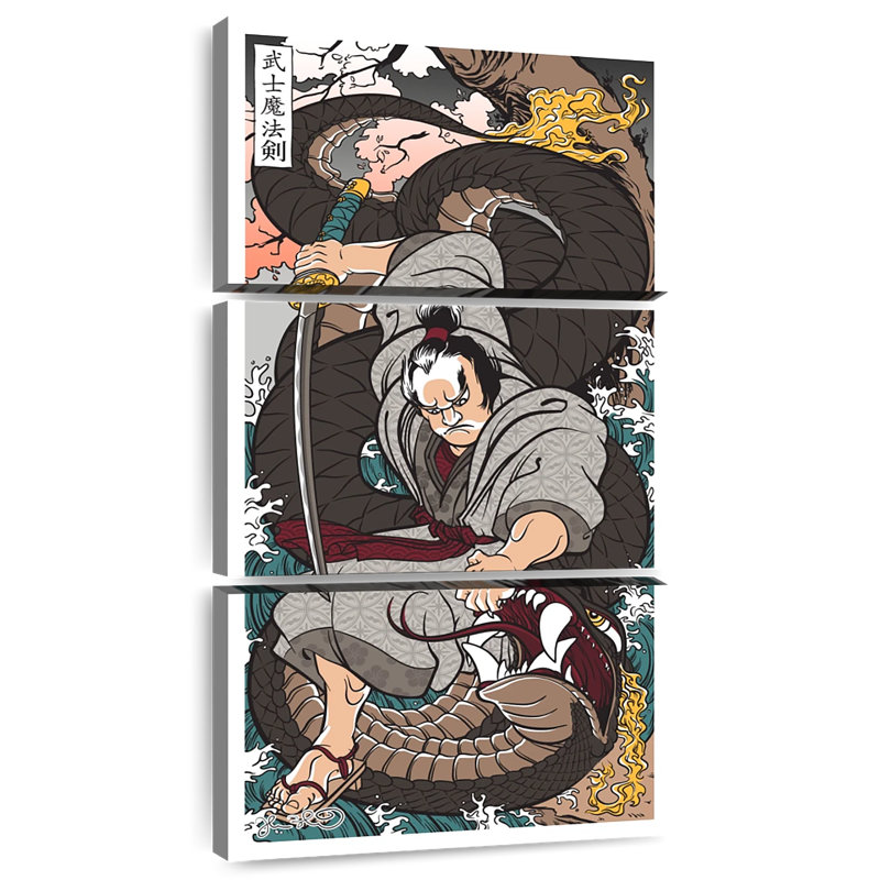 Samouraï avec une épée magique, H 80 po x l 39 po