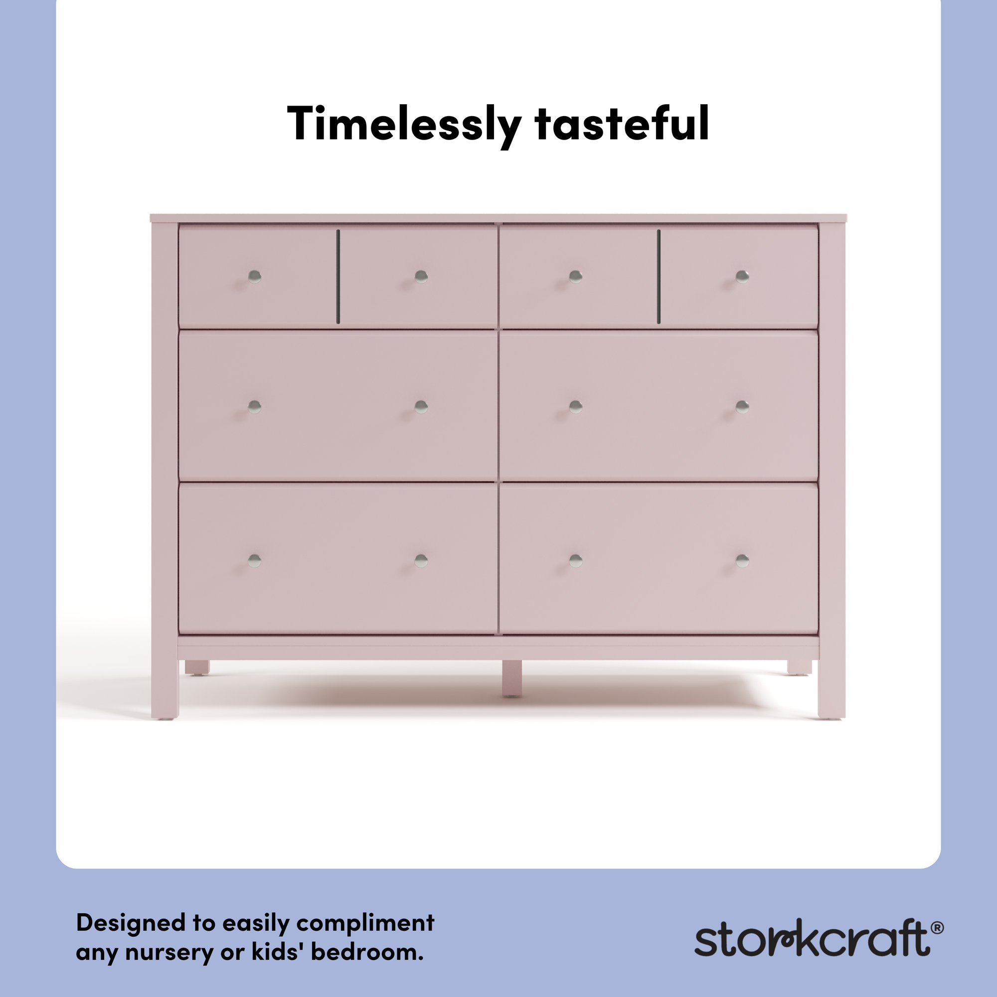 Horizon 6 Drawer Double Dresser, Blush