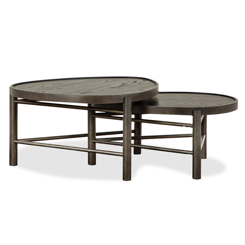 Scottville Shaped Nesting Cocktail Table With 2 Accent End Table, 4 Pieces: 2 Coffee Tables, 2 End Tables