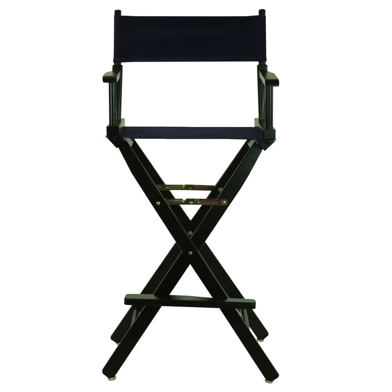 Chaise de réalisateur pliante de 30 po avec toile, Bleu marine, Noir