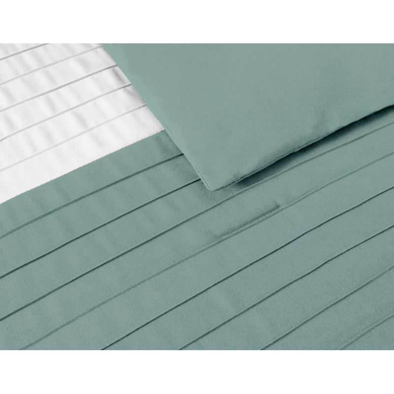 Loft 8-Piece Pleated Stripe Microfiber Comforter Set, California King Comforter + 2 King Shams, Blue