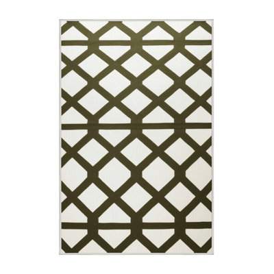 Machine Washable Trellis White Area Rug