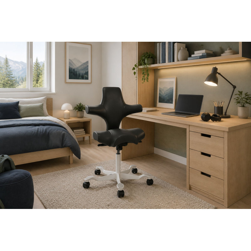 Fauteuil réglable en position assise / debout HœG Capisco, Sit-to-Stand, Blanc, Noir onyx