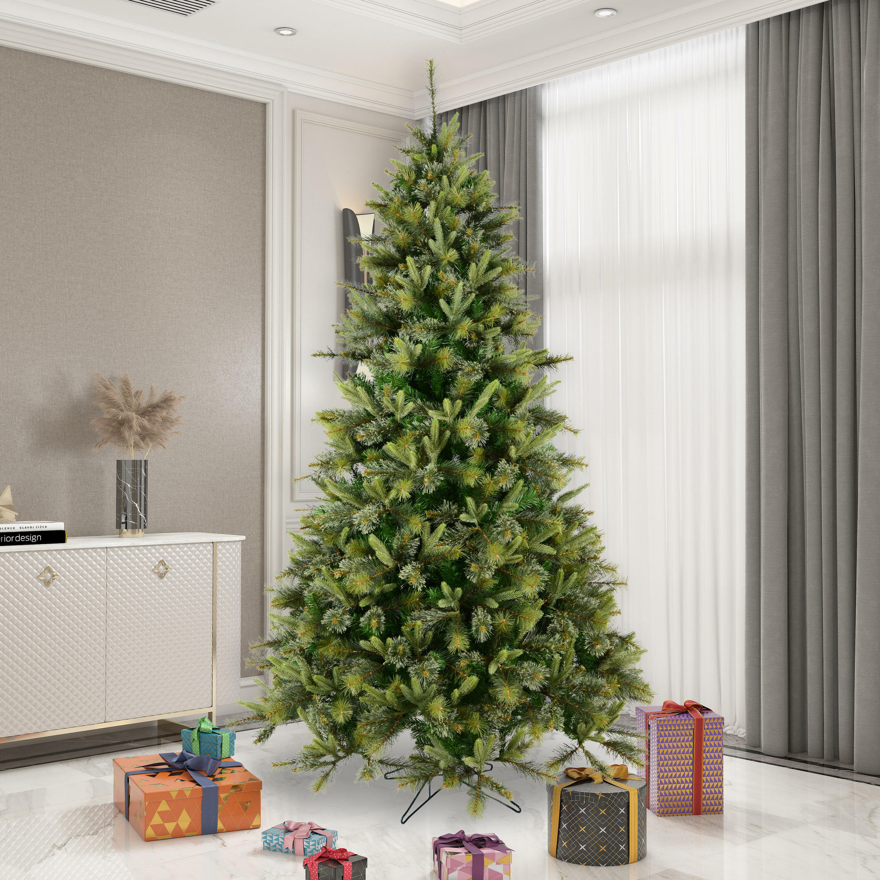 The Holiday Aisle® Cashmere Pine Artificial Christmas Tree Potted ...