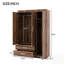 Armoire-penderie à trois portes avec 2 tiroirs et 2 tringles de suspension, parfaite pour un rangement organisé et élégant-1179639891