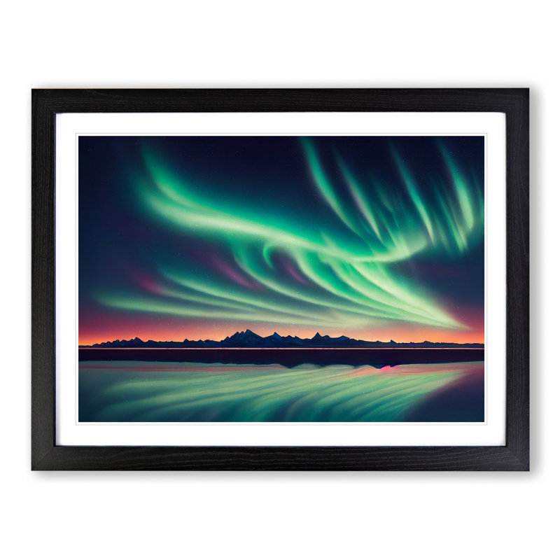 Soothing Aurora Borealis - Framed Print, Black, 25cm H x 34cm W x 2cm D