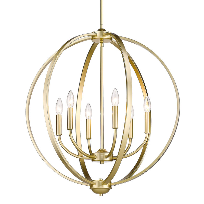 Petitt 6 - Light Dimmable Globe Chandelier, Olympic Gold, No Shade
