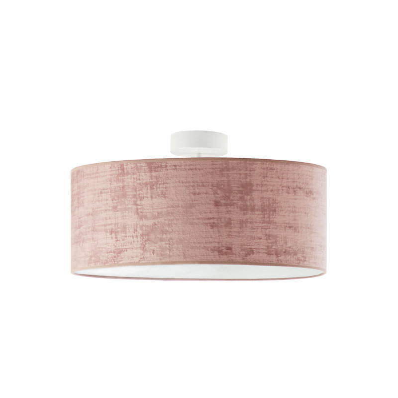 Lincy Fabric Flush Mount, White, Pink