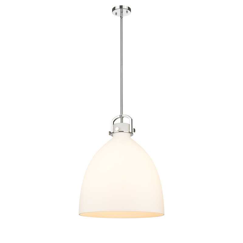 Luminaire suspendu 1 lumière Badillo, Blanc mat, H 22 po x l 18 po x P 18 po, Nickel poli