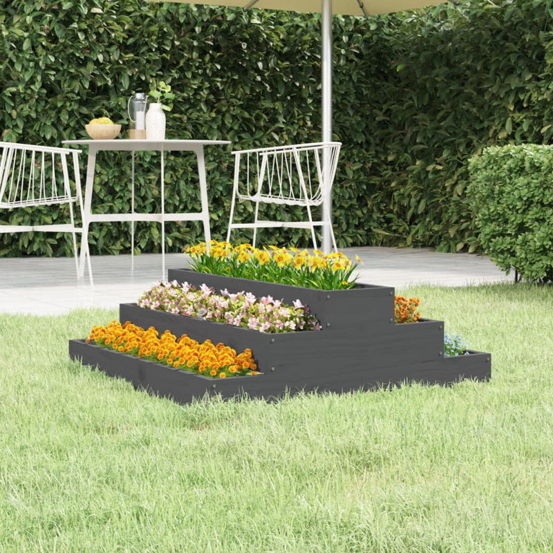Arevalo Self-Watering Wood Raised Garden Bed, 27cm H x 80cm W x 80cm D, Grey