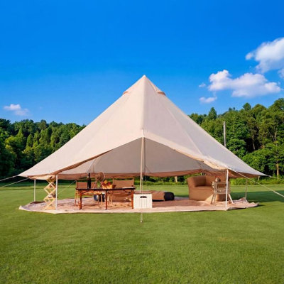 16.4 Ft 10-Person Bell Tent | Water-Resistant Yurt Tent with Stove Jack & Roll-Up Walls