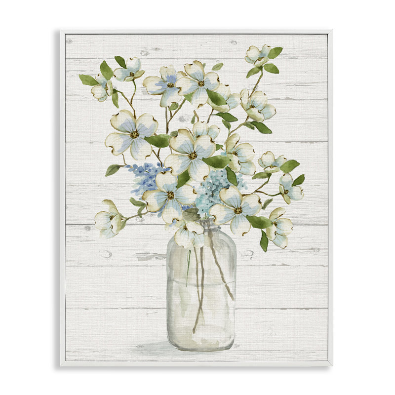 «Soft Dogwood Bouquet», estampe numérique encadrée par Nan, Giclée encadrée blanc bord de mer, H 14 po x l 11 po