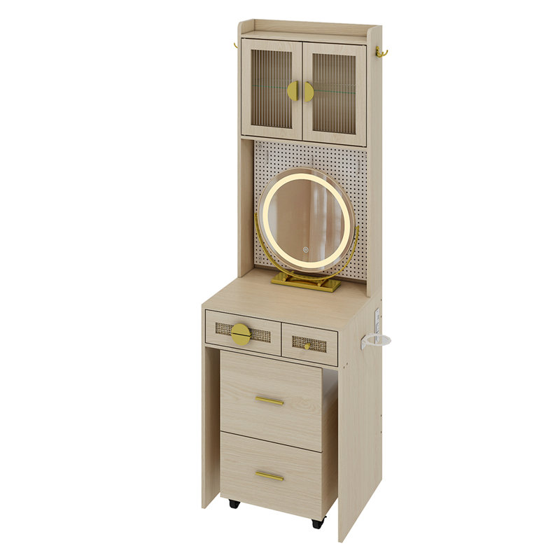 Petit bureau de coiffeuse avec miroir et lumières DEL