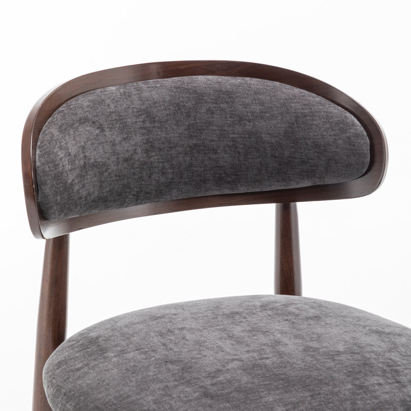 Chaise d'appoint rembourrée en bois massif, Gris foncé