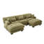 Canapé olive en forme de U avec 2 repose-pieds, 5 places modernes pour le salon, velours granulé doux et doux pour la peau, pieds en plastique stables en forme de velours en nuage pour un look confortable-1058315139