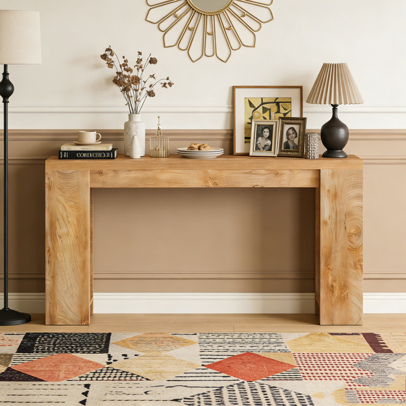 Farmhouse Wood Sofa Table Entryway Table, Brown