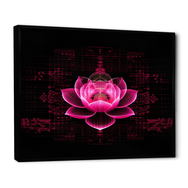 Lumière provenant du lotus rose I, H 34 po x l 44 po x P 1,5 po, Cadre flottant noir
