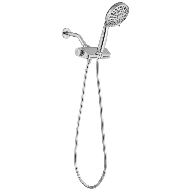 Pomme de douche murale double à 10 jets et pomme de douche à main 1,8 gallons par minute, Chrome poli