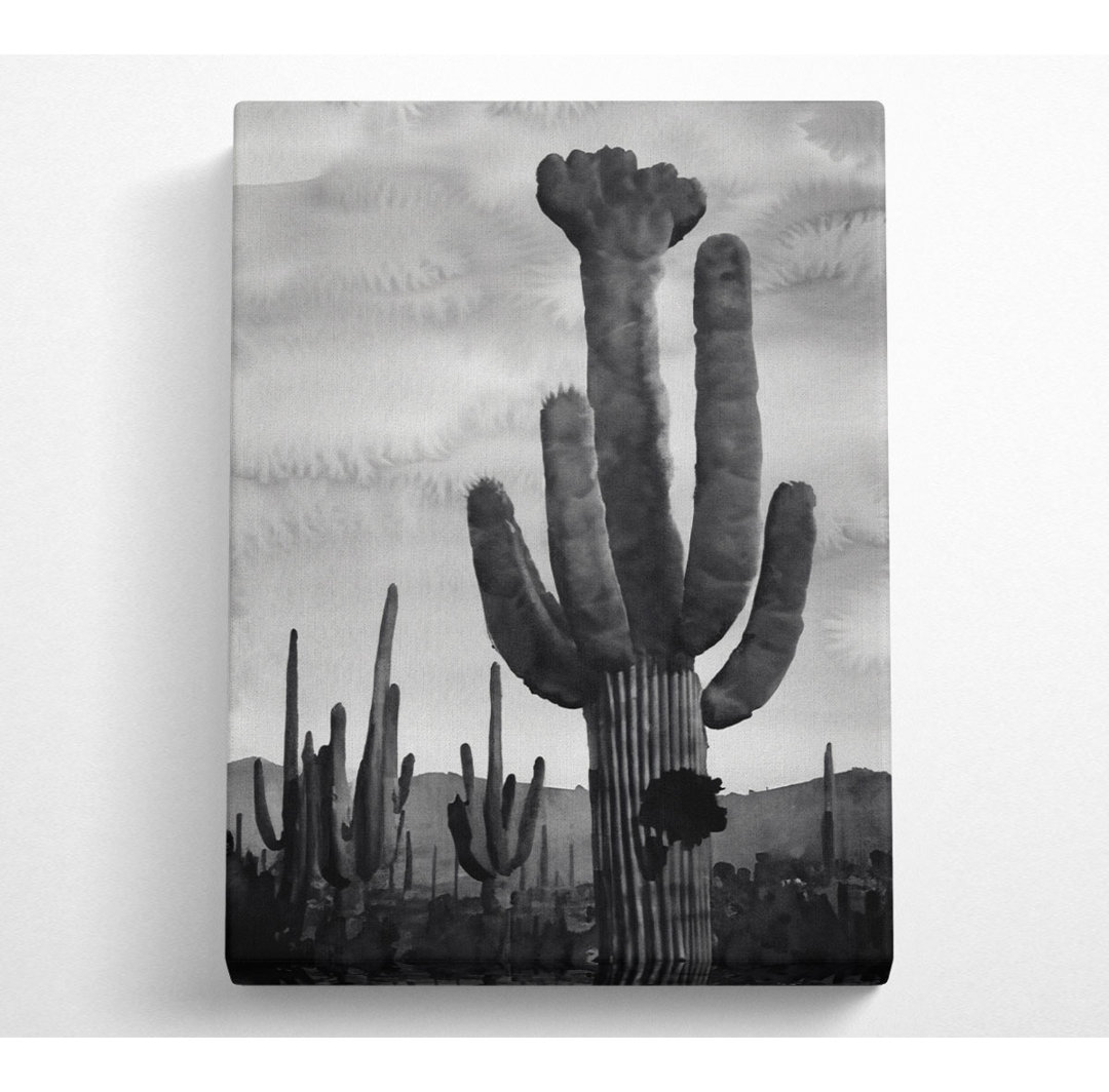 Ansel Adams Kaktus im Saguaro National Monument in Arizona B N W - Leinwand Kunstdrucke