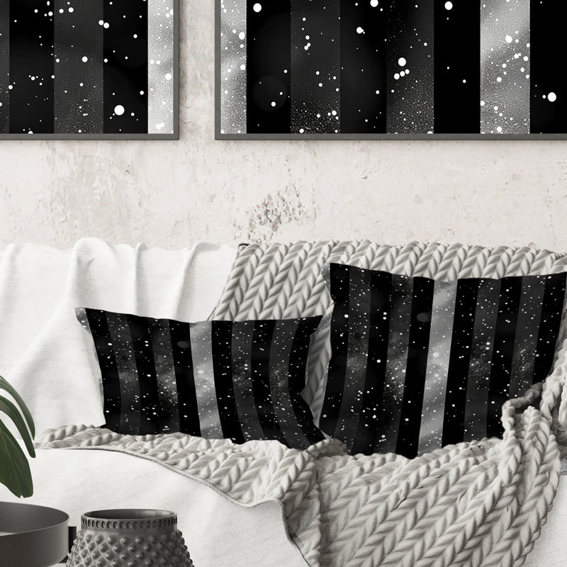 Coussin lombaire Glam Sparkling Stripes, Noir / argent