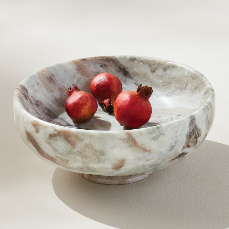 Brunello Brown and White Marble Decorative Footed Bowl