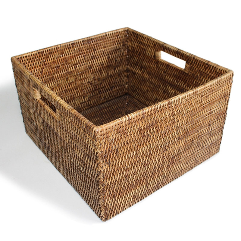 Handmade Wicker Decorative Basket, Antique Brown