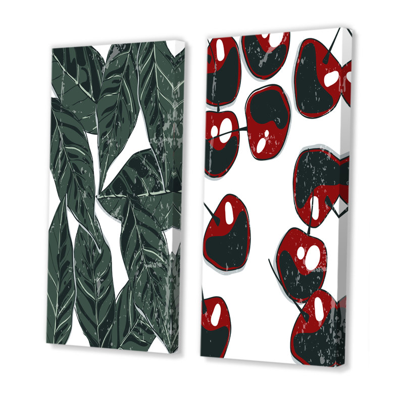 «Fruit and Leaves Minimalisme I», ensemble de 2 impressions, Toile tendue, H 20 po x l 24 po x P 1 po