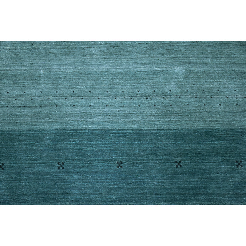 Tapis vert noué à la main de haute qualité, Rectangle 7 pi 9 po x 9 pi 9 po