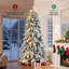 Arbre de Noël artificiel mince et illuminé 8 pi avec neige enneigé pour les coins et les espaces étroits