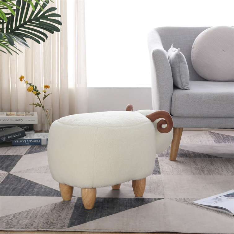 Redwood Foot Stool, Stable Stool with Flared-Leg Design