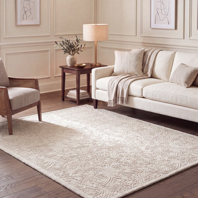 Tapis Marys Trace en laine et coton, tissÃ© Ã  la main