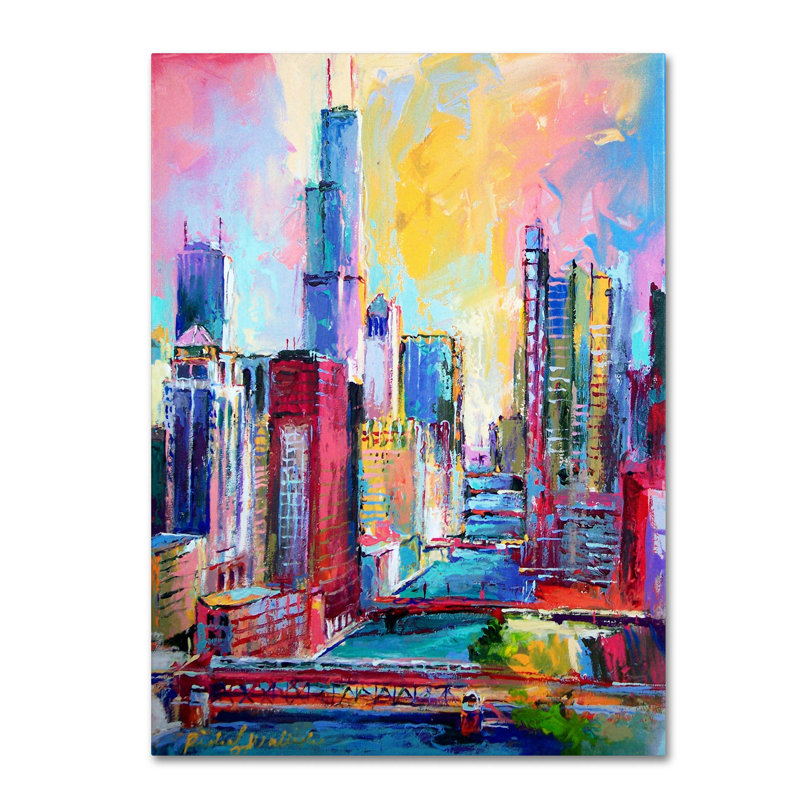 Wrapped Canvas Wall Art - Richard Wallich 'Chicago 3' Wall Art for Living Room, Bedroom, or Office Décor - 24x32