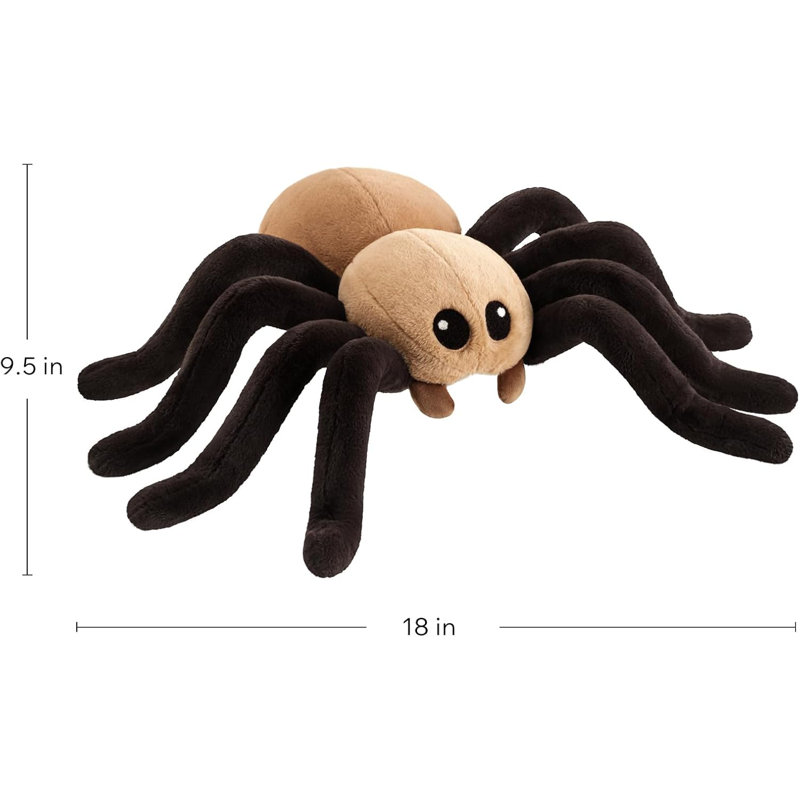 Phantoscope Happy Halloween Spider Shaped Plush Throw Cushion For Couch, 18 X 9.5 Inch, Light Coffee