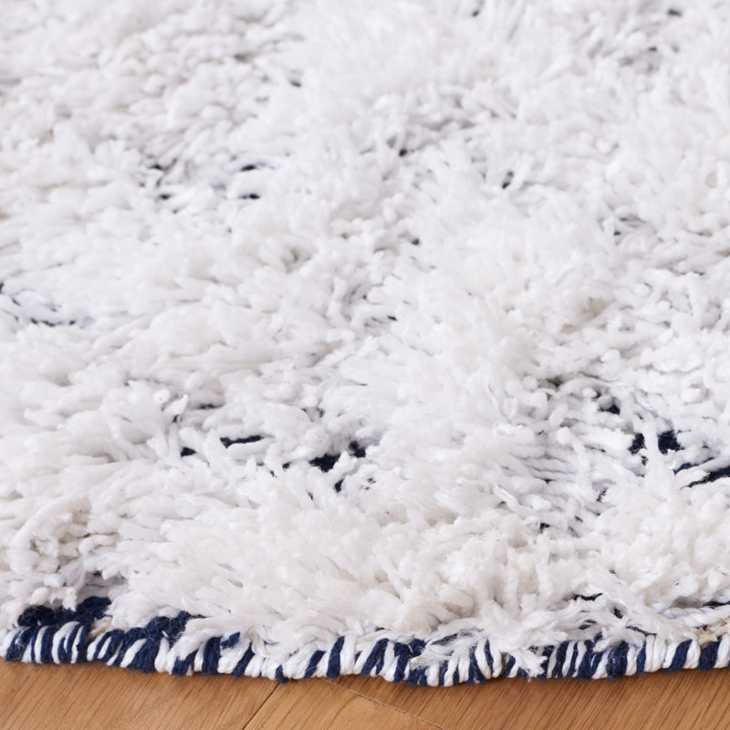 Tapis ivoire / bleu marine Deuk 326, Rond 6 pi