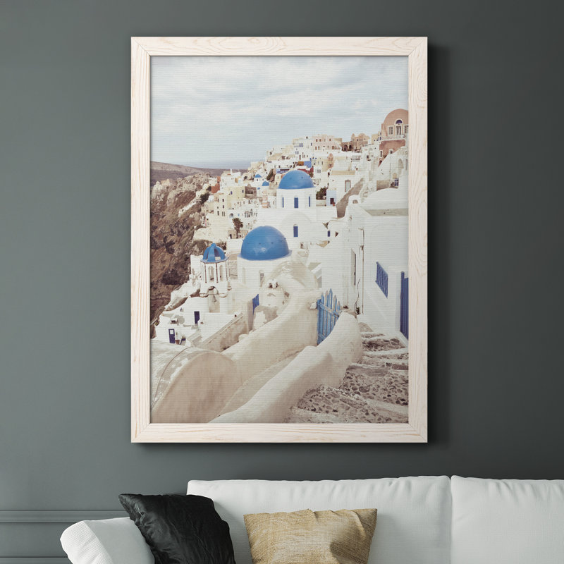 Santorini - photographie sur toile encadrée, H 37,5 po x l 27,5 po x P 1,5 po, Cadre blanc