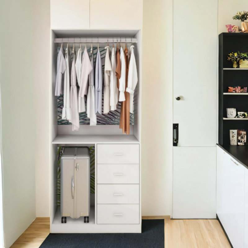 Système de rangement mural pour vêtements avec tablettes de garde-robe, support de rangement pour armoire avec tiroirs