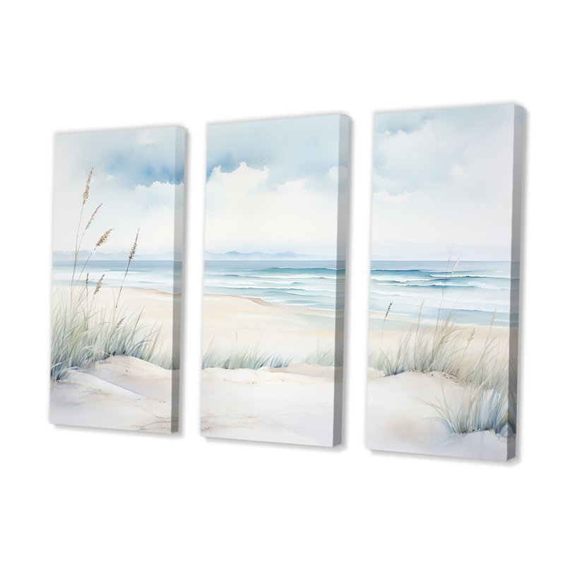 Ensemble de salon Soft Color Beach Horizon III - Coastal Minimalisme, H 40 po x l 60 po x P 1 po, Toile tendue