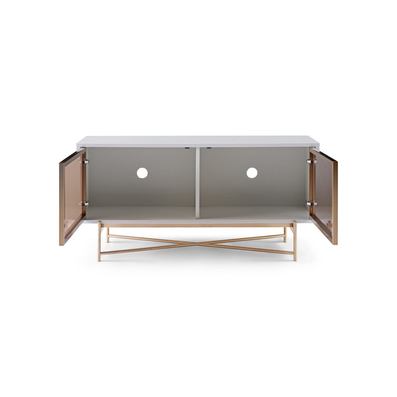 Amoriana Unfinished TV Stand for TVs up to 50", White/Bronze/Amber