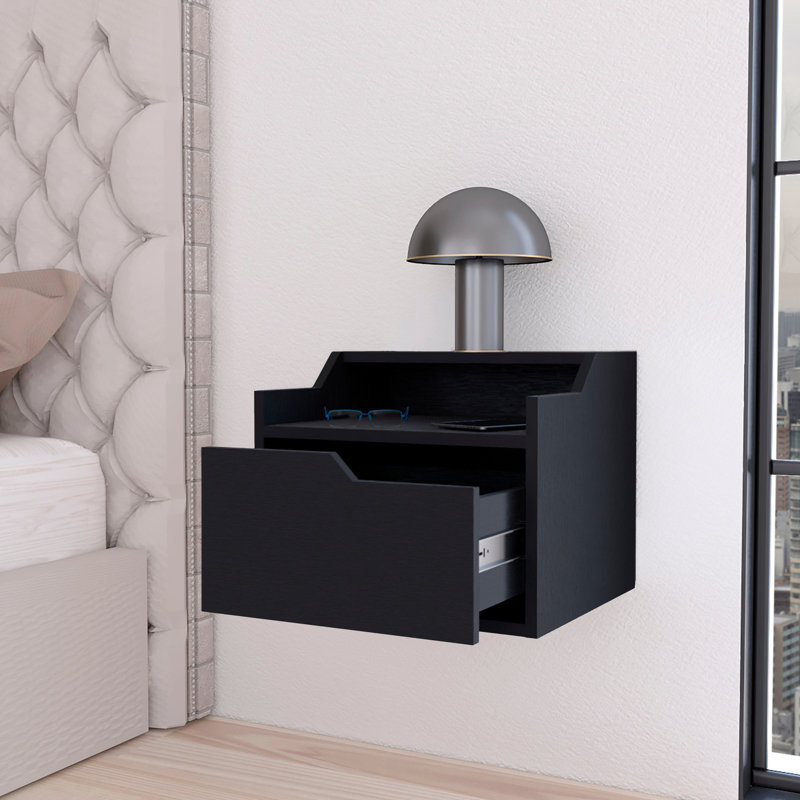 Table de chevet flottante à deux tablettes: une fusion de style et de fonctionnalité, Noir