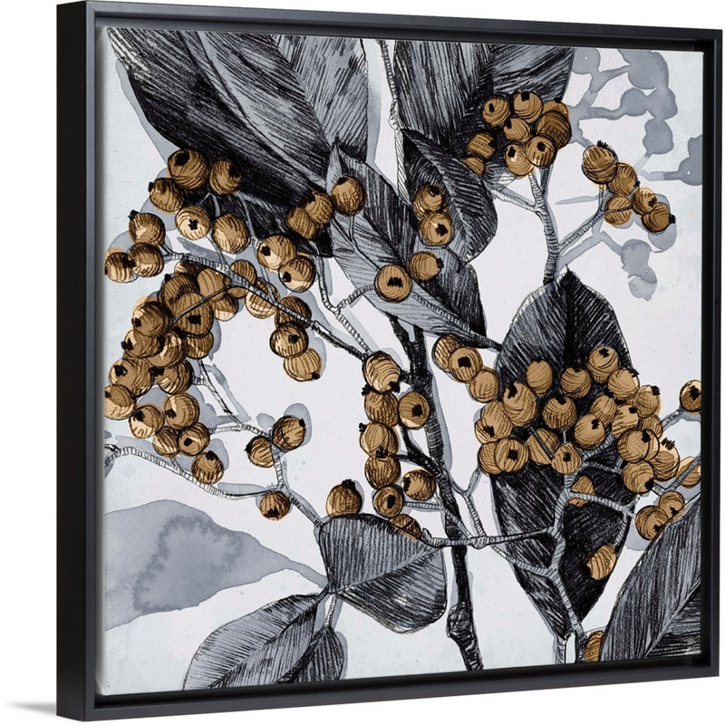 «Holly Shadow II» par Emma Caroline - reproduction d'art sur toile, Cadre noir, H 14 po x l 14 po x P 1,75 po