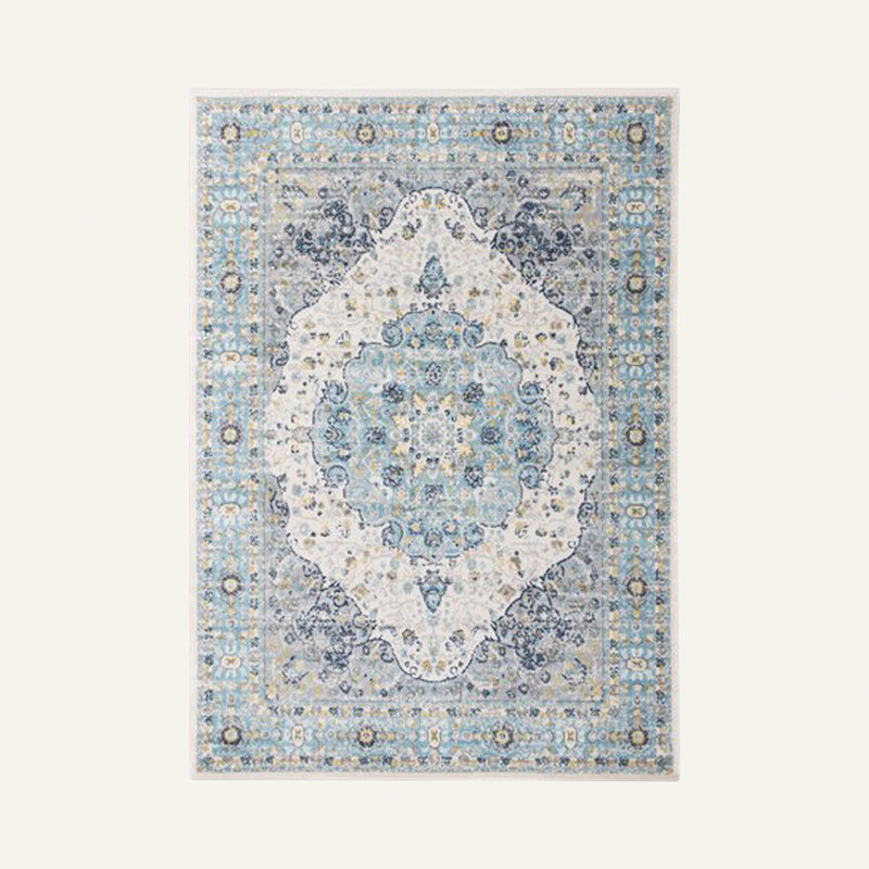 Tapis d'intérieur crème / bleu / jaune Barlow, Rectangle 3 pi 3 po x 5 pi