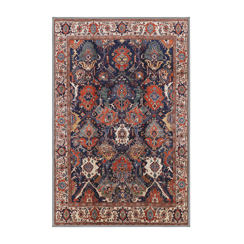 Tapis oriental brun / beige / bleu, Rectangle 5 pi x 8 pi