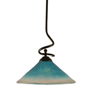 Skypark Stem Hung Pendant Shown In Dark Granite Finish With 16" Crystal Glass
