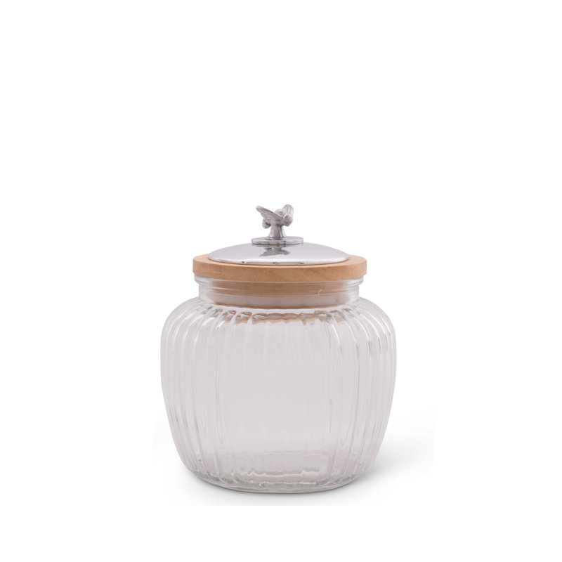 Magnolia Glass Jar, 6.5" H x 5.5" W x 5.5" D